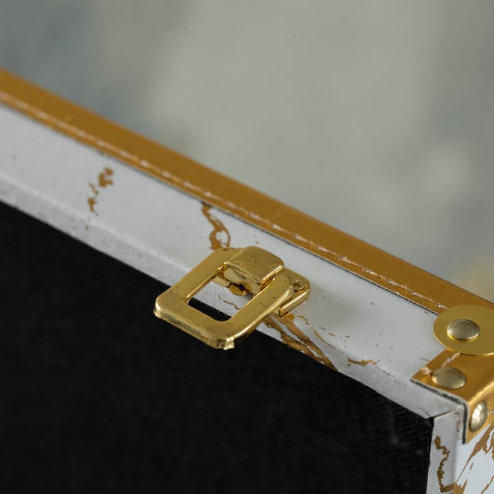 Quickway Imports – wholesale Decorative box – Set of 2 Luxury Marble White and Gold Hand Luggage Suitcase