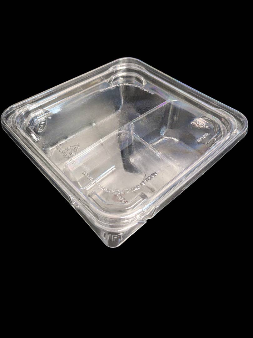 EcoQuality – wholesale Food storage container – EcoQuality 3 Compartment Transparent Plastic Tamper Proof Snackbox With Lids2