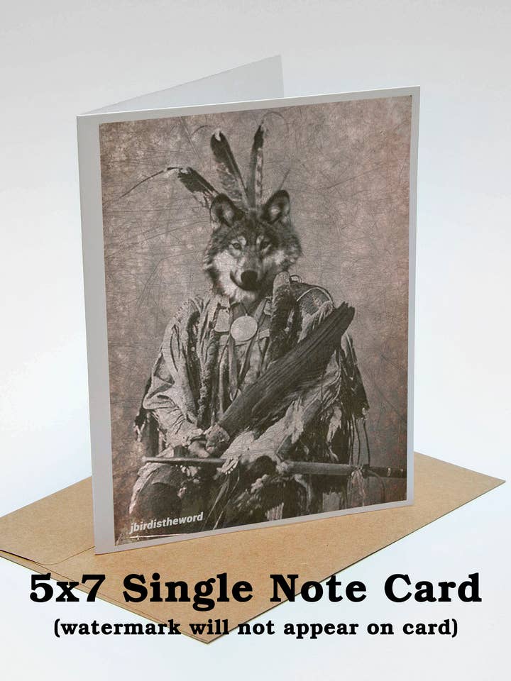 Indian Wolf Note Card Native American Animal Lover Nature for wholesale by The Wild Oddisorium