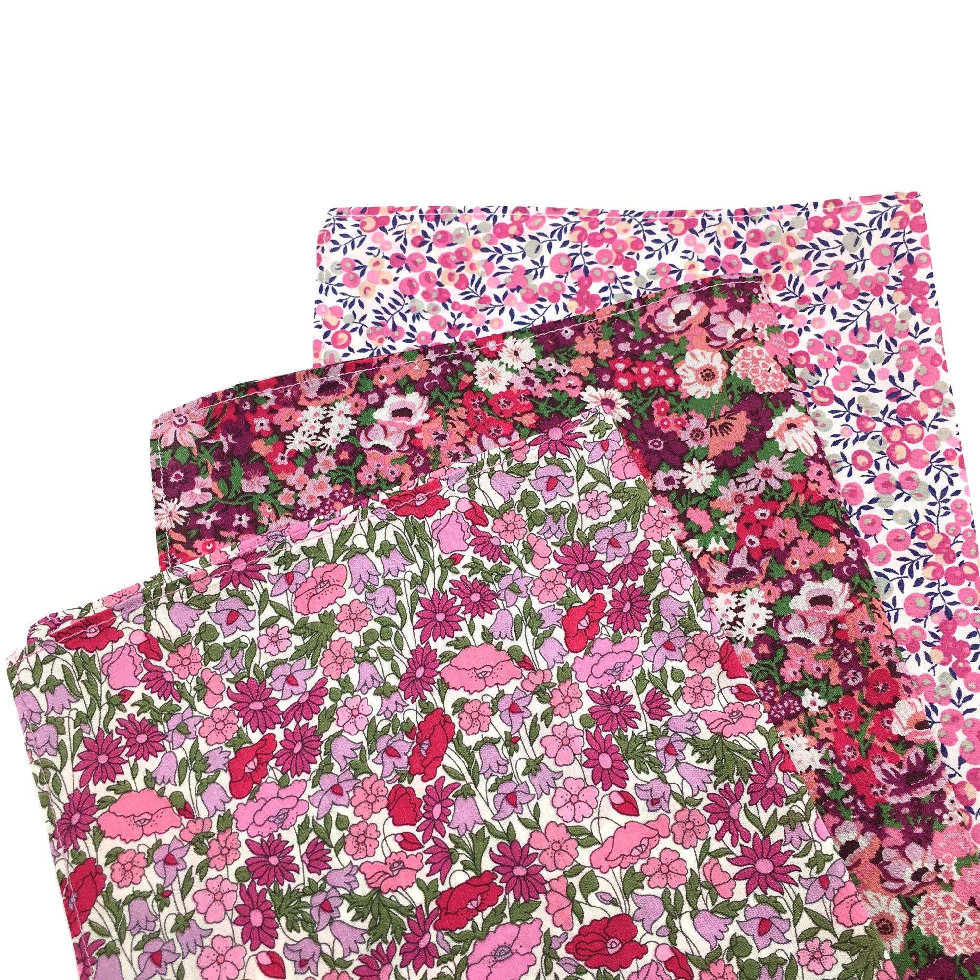 Lime Tree Design – wholesale Handkerchief – Women's – 3 Hankies made with Liberty Tana Lawn  - Tickled Pink1