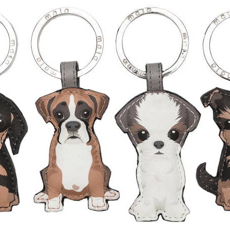 Beste Freunde Sitzende Hund Schlüsselanhänger Mehrfarbiges 4er-Pack - 5166 65 für den Großhandel von Mala Leather