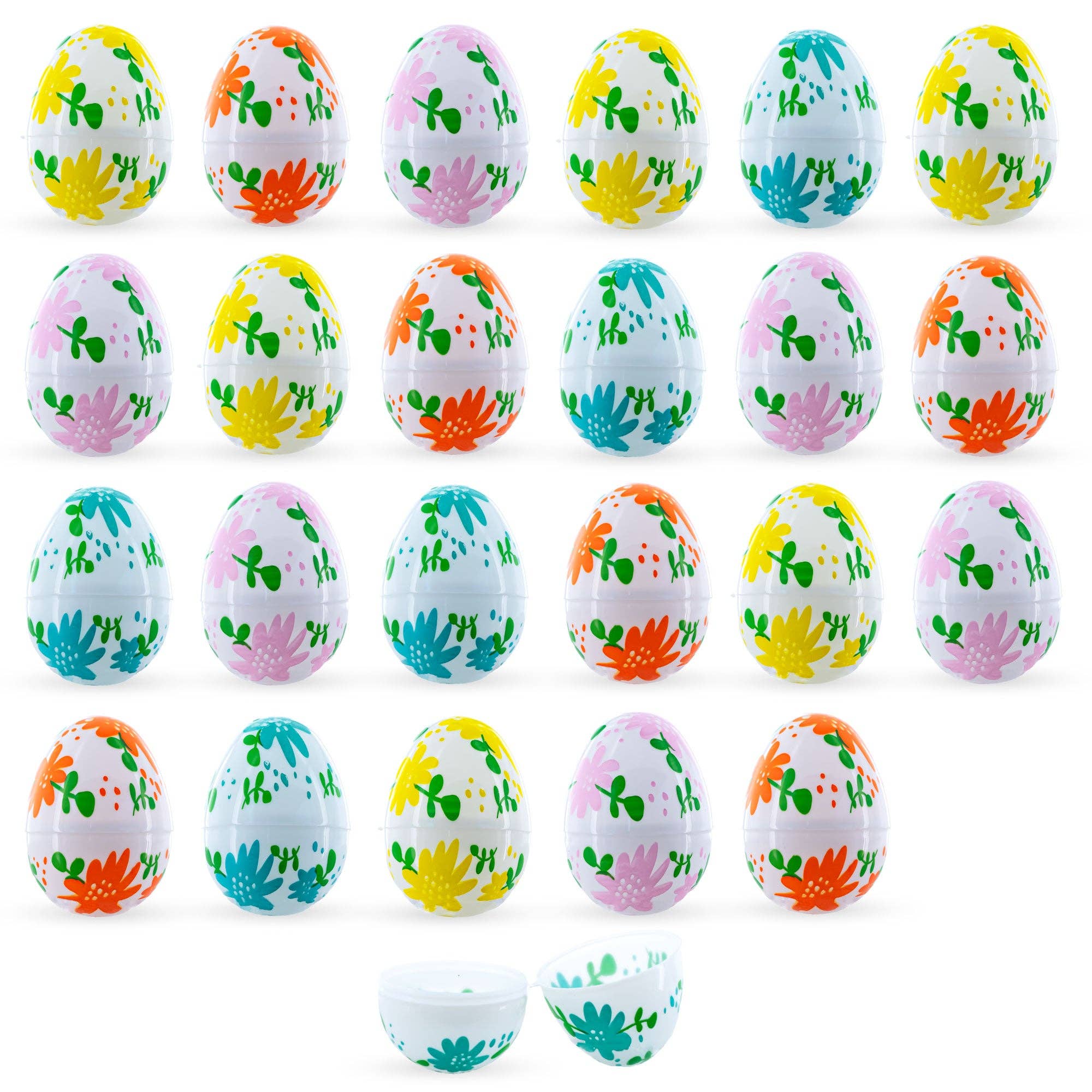 BestPysanky - Vente Décorations de table - Fleurs Fantaisistes : Ensemble de 24 Fleurs sur Œufs de Pâques en Plastique Blanc, 2,25 Pouces Chacun0