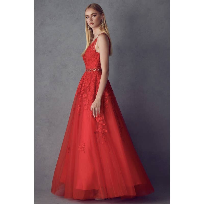 Juliet - Wholesale Gown - Women's - FLORAL APPLIQUES PROM BALLGOWN3