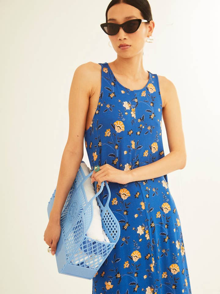 Blue Flowers Strap Dress for wholesale by XANTIK