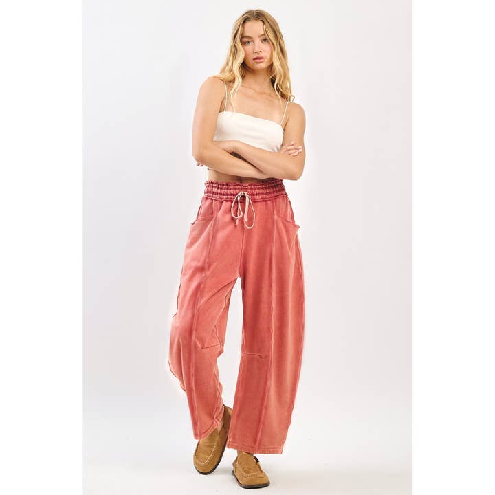mittoshop - Wholesale Pants - Women's - MINERAL WASH CONTRAST STITCH PULL ON BARREL PANTS4