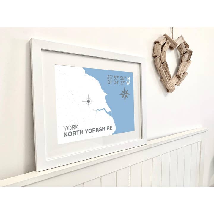 York Coastal Map Print for wholesale by SeaKisses