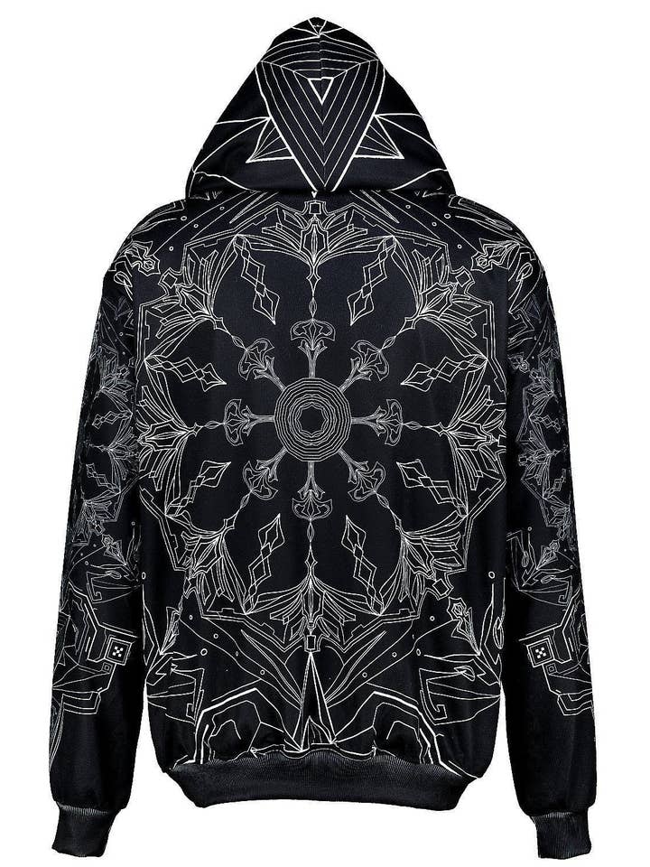 Sudadera con Capucha de Geometría Sagrada | Sudadera con Capucha Fractal | Ropa Psy | Sudadera de Festival | Suéter Psicodélico | Geometría de Hongos (HD) para venta al por mayor de Mystic Mind