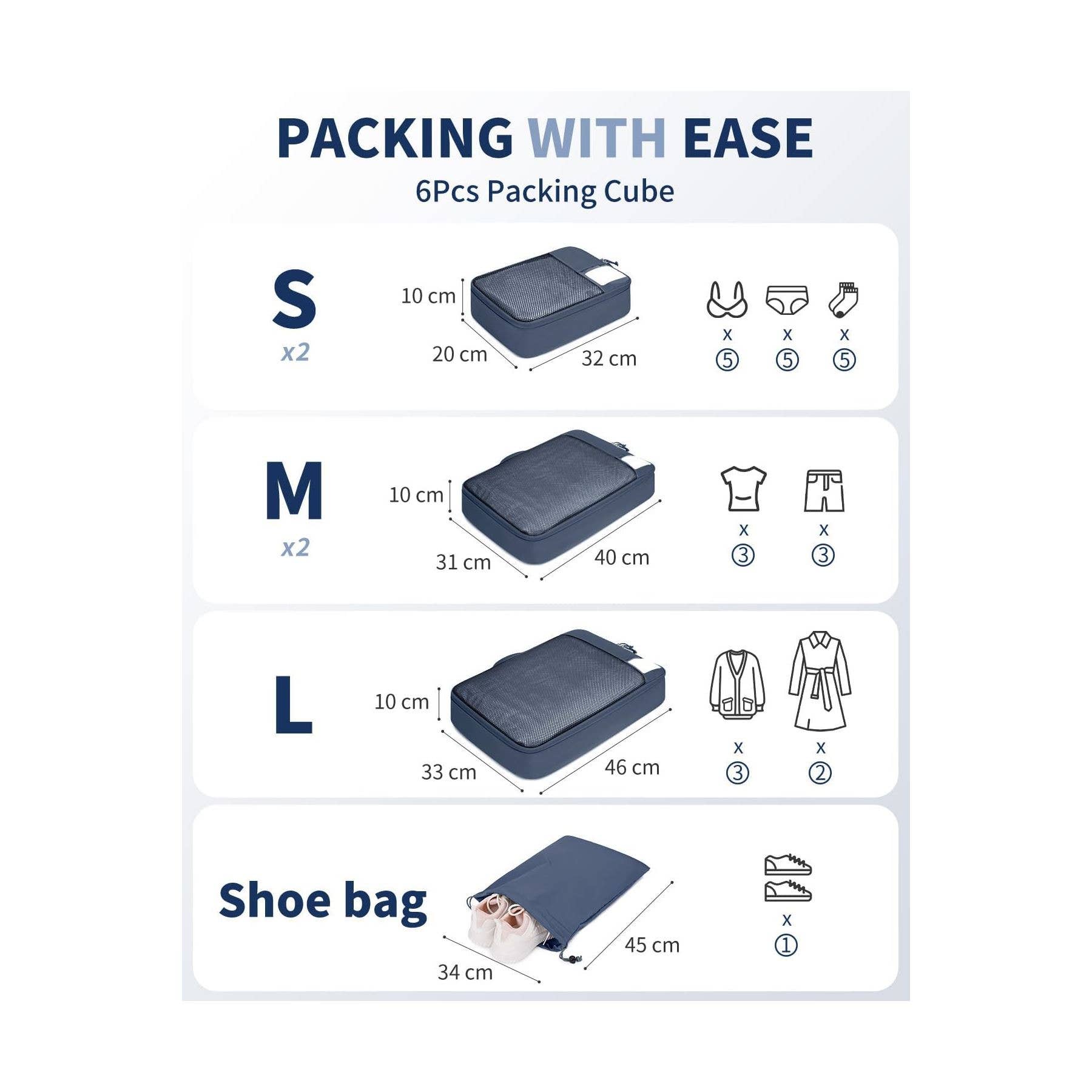 wandf – Engroshandel Pakkeemballage – 6 stk. kuffertorganisatorposer med mærke til rejsetilbehør29