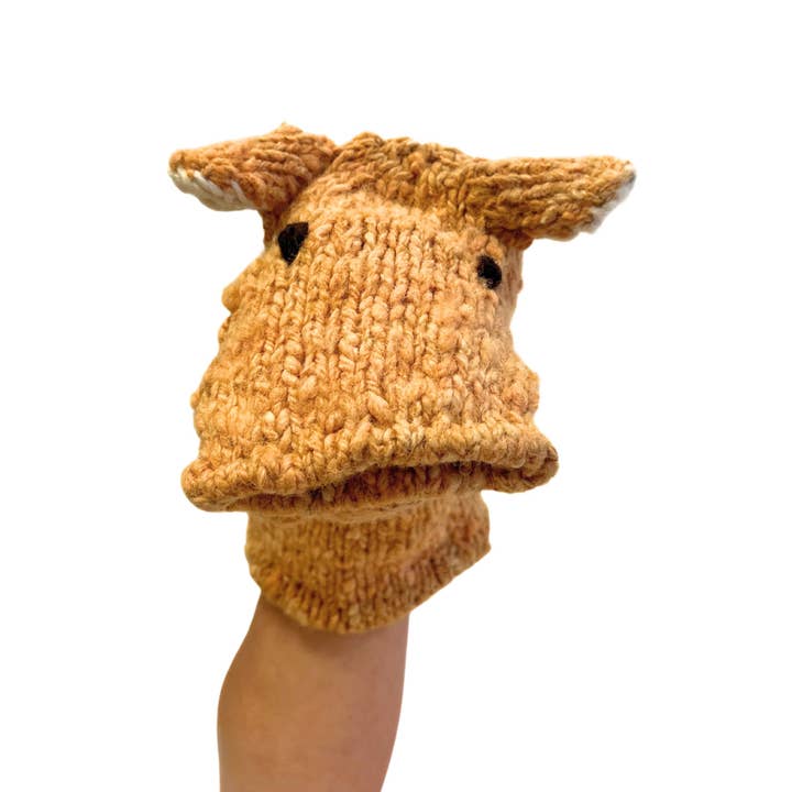 Organic Wool Knit Hand Puppet | Poe the Pig for wholesale by Finn + Emma