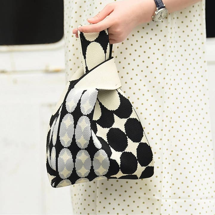 Little Trendy - Wholesale Tote Bag - Women's - Women Colour Knitted Tote Bag Casual Wrist handbag
