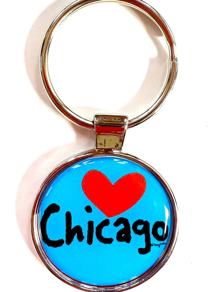 Chicago Heart Keychain | Chicago Key Ring Souvenir Gift for wholesale by Mary Ellis