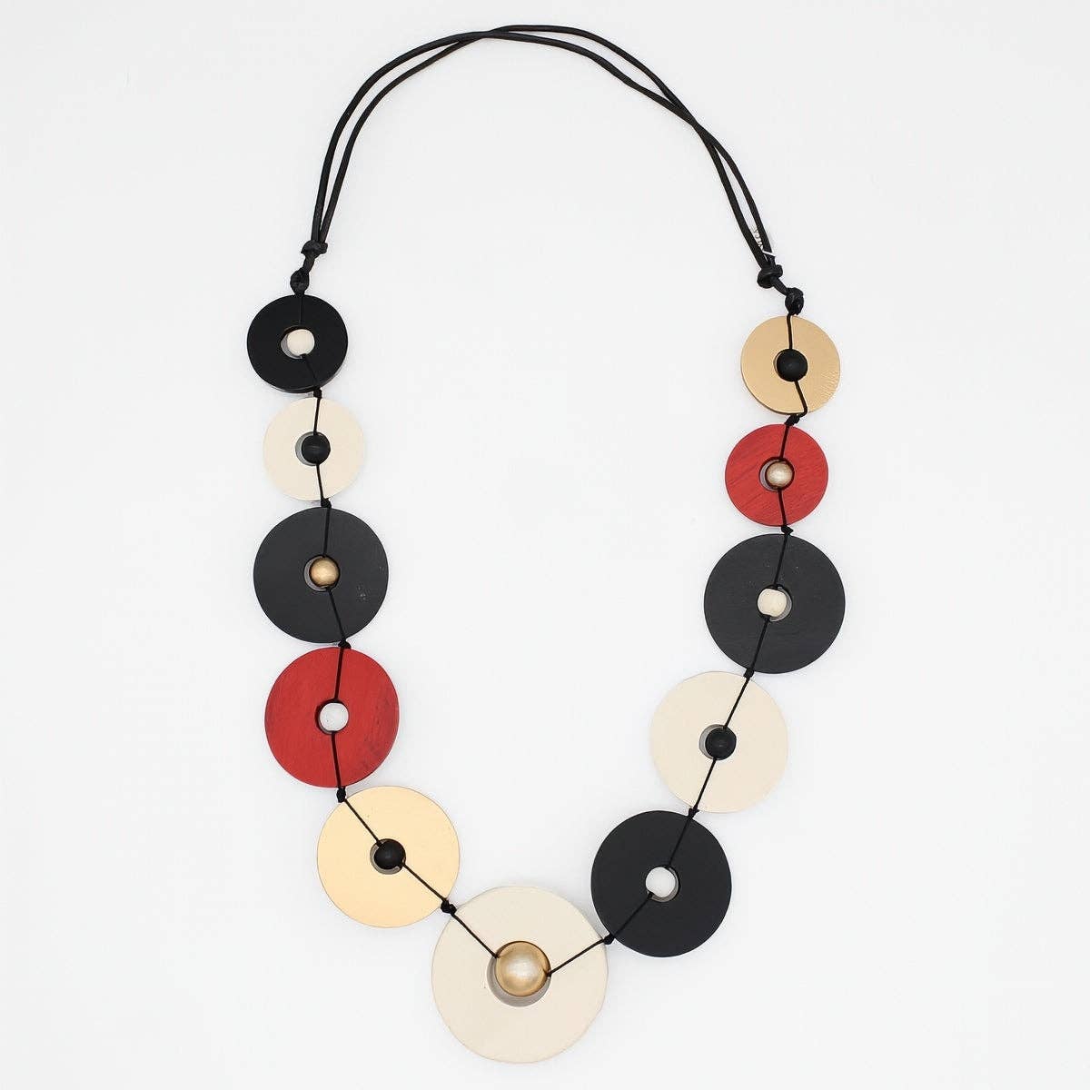 Sylca Designs - Wholesale Bib Necklace - Aria Gold Black Red Bold Circle Statement Necklace1
