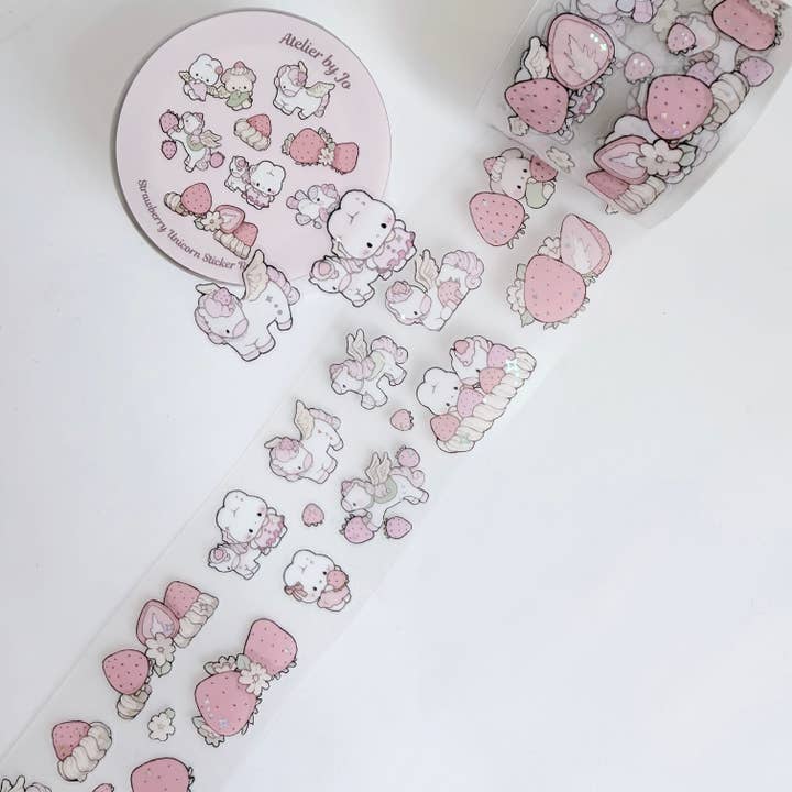Rollo de Pegatinas de Fresa Rosa y Unicornio para venta al por mayor de Atelier by Jo