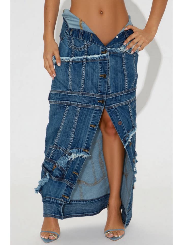 5besties inc - Wholesale Skirt - Women's - DESTROYED JACKET INSPIRED DENIM SKIRTS3