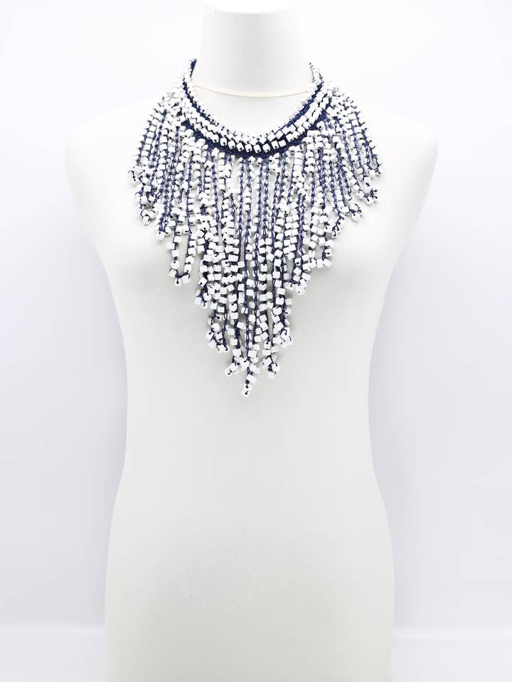 Hand Crocheted Wooden Beads Tassel Long Necklace - Short for wholesale by Jianhui London