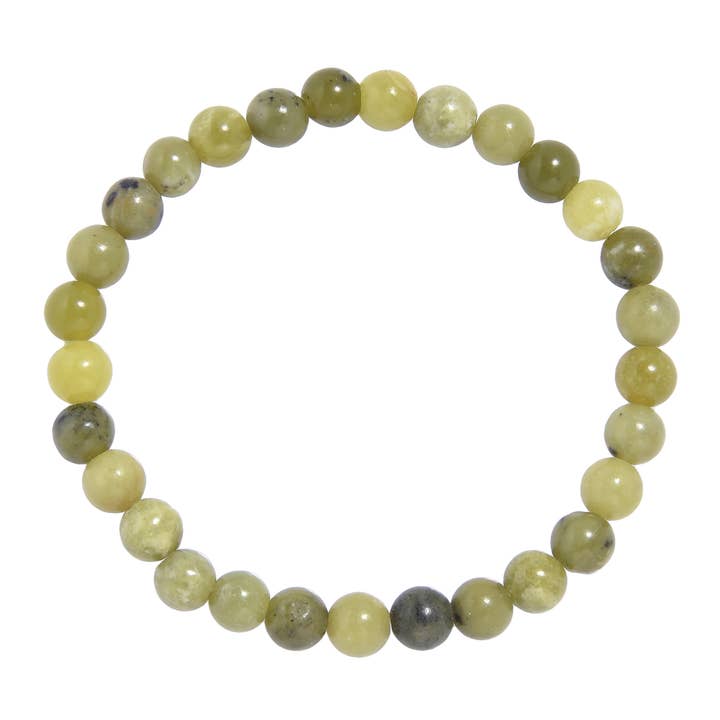 Ole - Vendita all'ingrosso Bracciale con perline - Bracciale da uomo elasticizzato in pietra di giada oliva B3