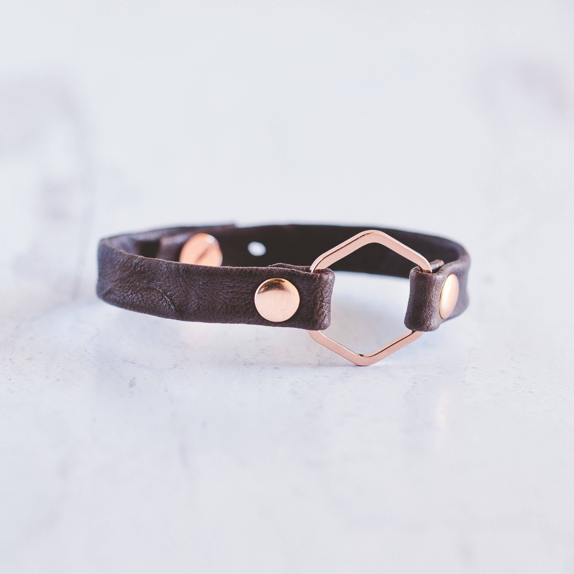 Giving Bracelets - Wholesale Bangle Bracelet - Honeycomb Leather Bracelet - Rose Gold13