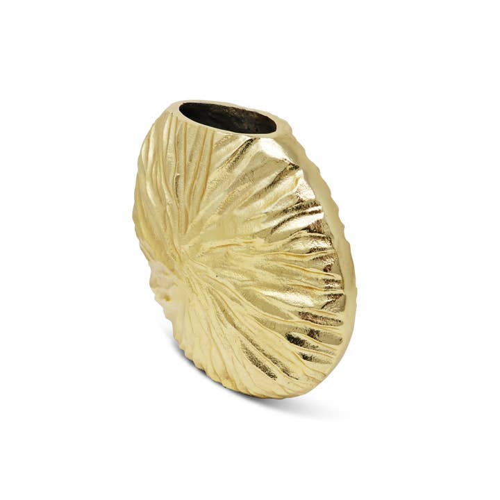 CLASSIC TOUCH DECOR INC. - Wholesale Vase - Gold Crumpled Vase Circular Shape, 8.25"H1