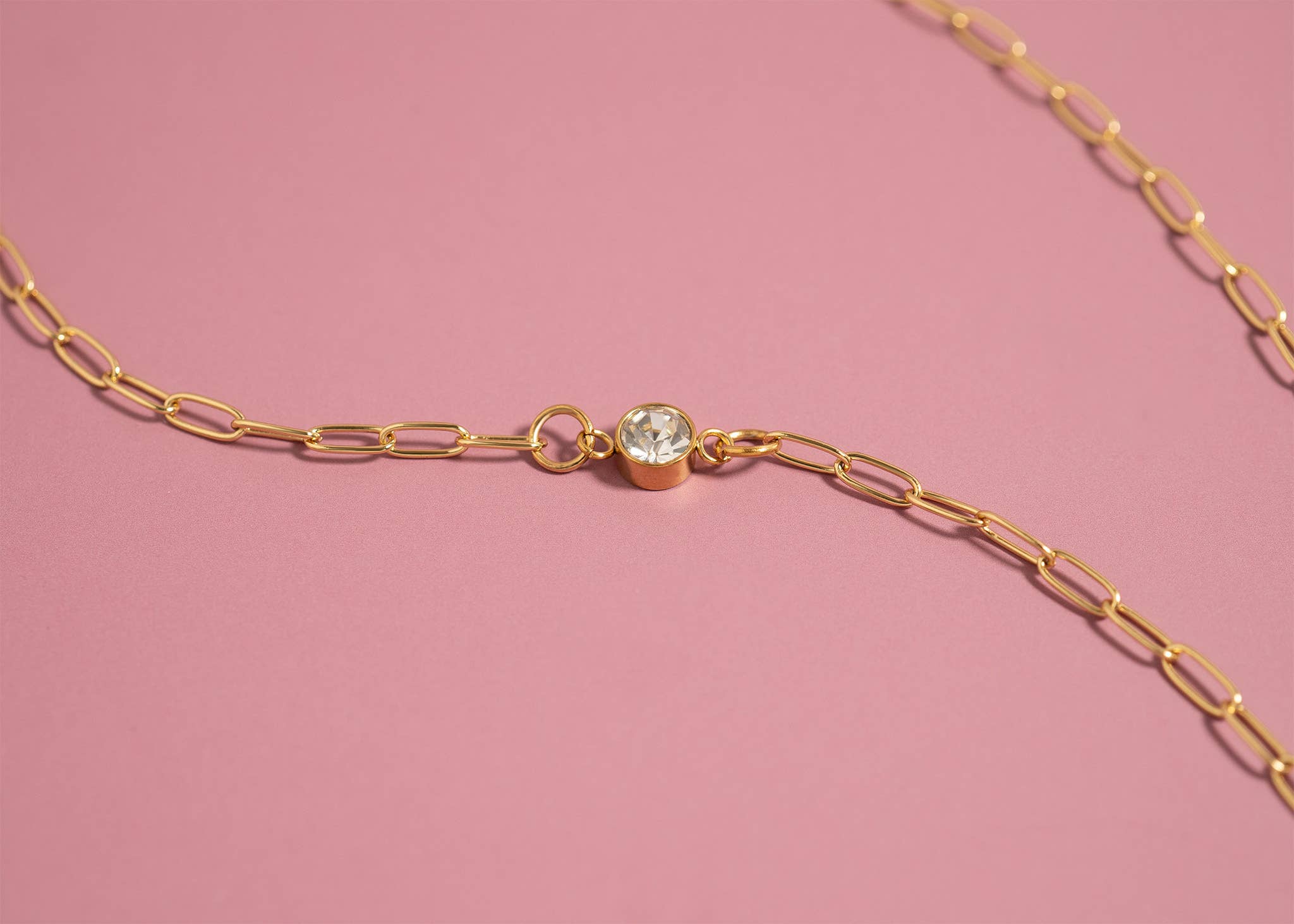 WJW - Vente Breloques/médailles personnalisées - Charm Connecteur de Pierre de Naissance en Acier Inoxydable 18K Or PVD8