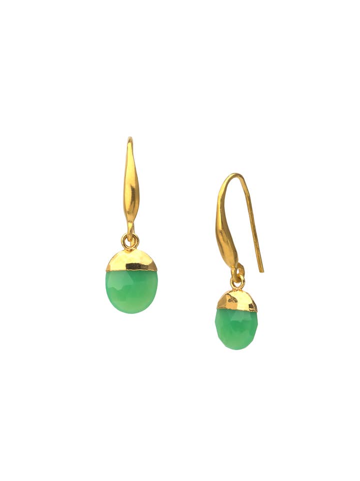 Boucles d'oreilles en chrysoprase à facettes pour la vente par AJS Design Studio
