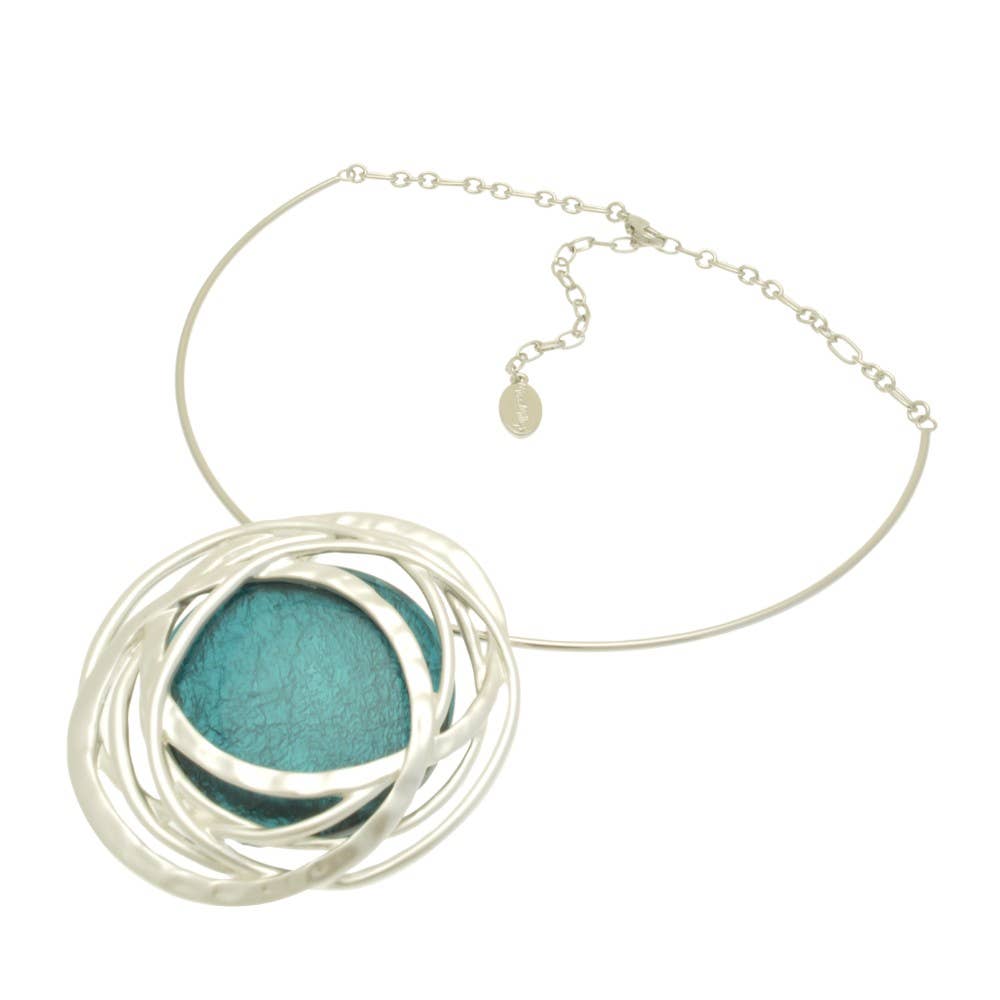 Miss Milly Limited – wholesale Pendant/charm necklace – Forest Green and Silver Statement Necklace0