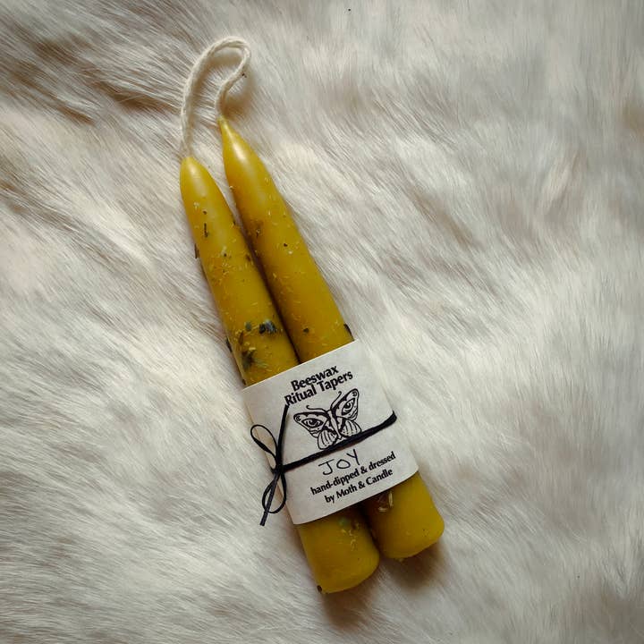 Handmade Mini-Pair Beeswax Unscented Gift Candles: Joy for wholesale by Moth and Candle