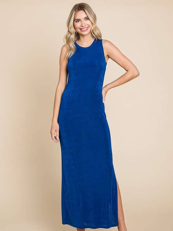 CRD1658 - VESTIDO MAXI TANK CON ABERTURA LATERAL PROFUNDA para venta al por mayor de Culture Code