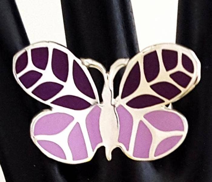 Costello International – wholesale Cocktail/Statement Ring – Eldad emalj Silver tropiska fjäril ringar9