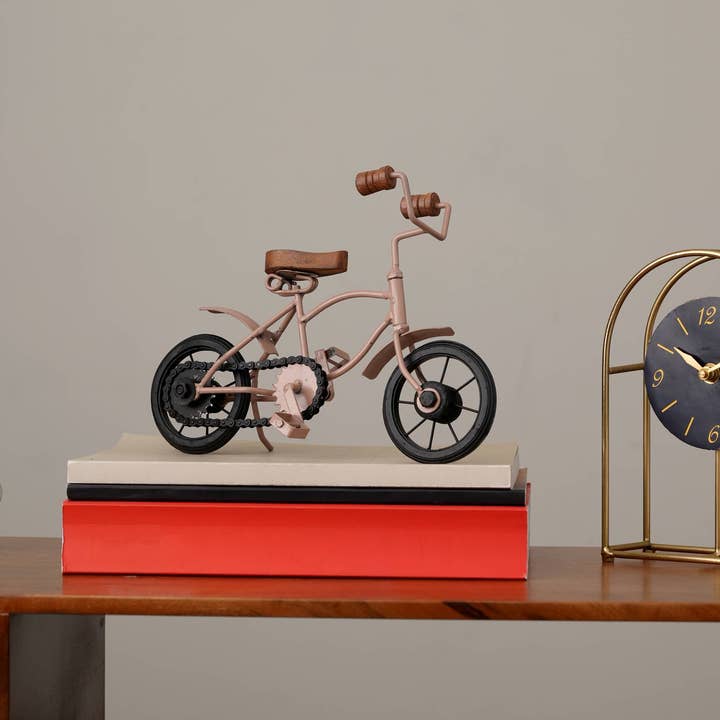 Sculpture | Decorative Metal Vintage Pink Bicycle for wholesale by ExpoBazaar