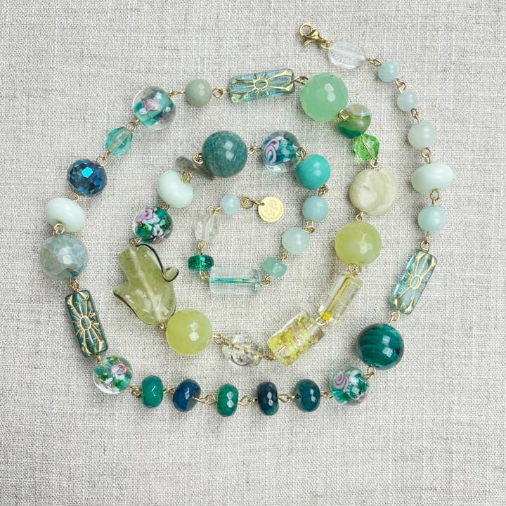 Ewelina Pas Jewelry - Wholesale Beaded/pearl necklace - Gem Rosie/// Colorful Crystal Rosary Beaded Necklace- COLOR 9