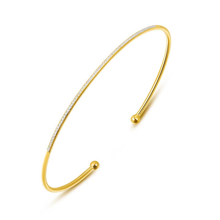 Circle bangle with diamonds, 18K yellow gold for wholesale by Leaf Jewelry