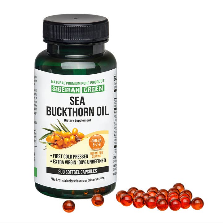 SiberianGreen - Wholesale Oral Supplement/Vitamin - Siberian Sea Buckthorn Oil 200 Softgels Cold Pressed Unrefin