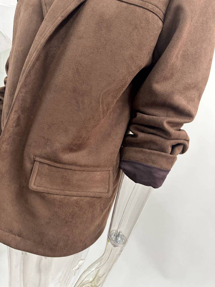 HIDDENBRAND - Wholesale Blazer - Women's - vintage oversized suede lapel blazer in brown4