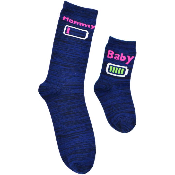 2-pair Sidekicks Mom's Battery Baby - Mommy & Me Socks Set for wholesale by Boogie Toes