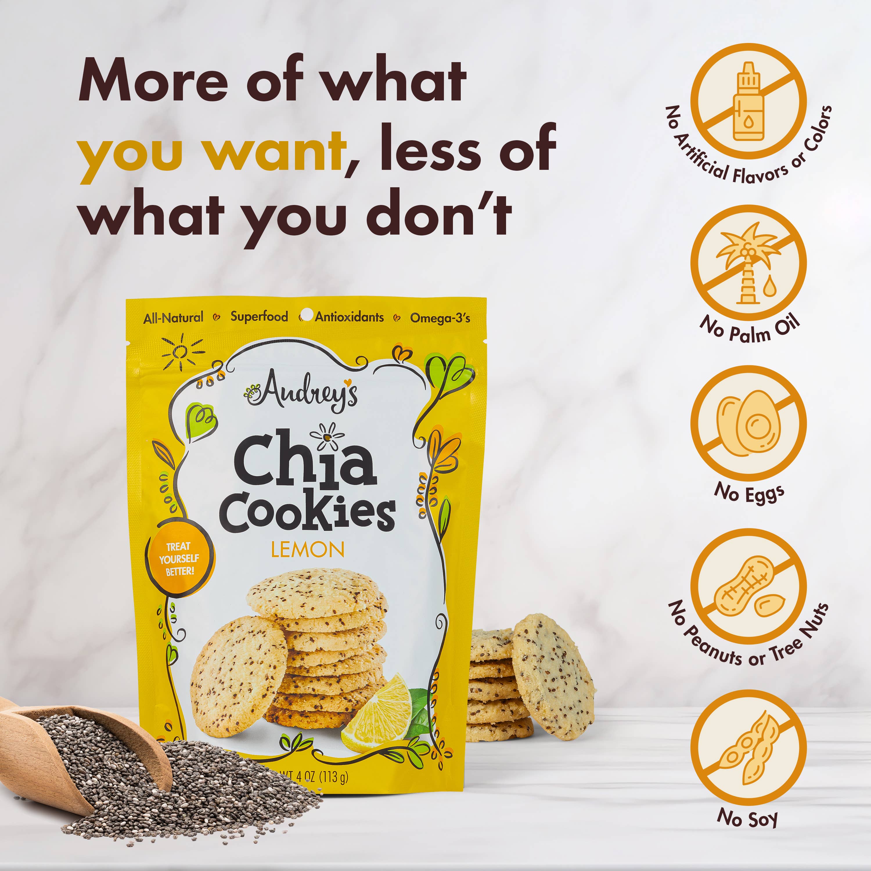 Audrey's Chia Cookies - Wholesale Cookie - Audrey's Chia Cookies - Lemon5