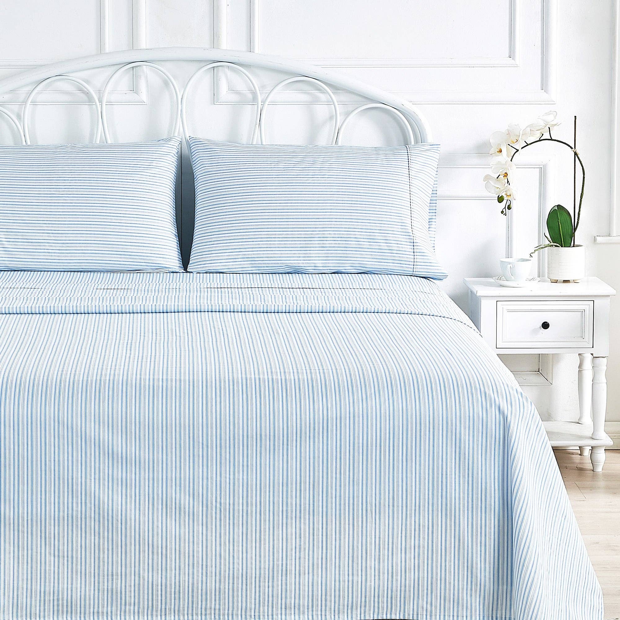 Mélange Home - Vente Parures de lit - Ensemble de draps en percale de coton imprimé à rayures17