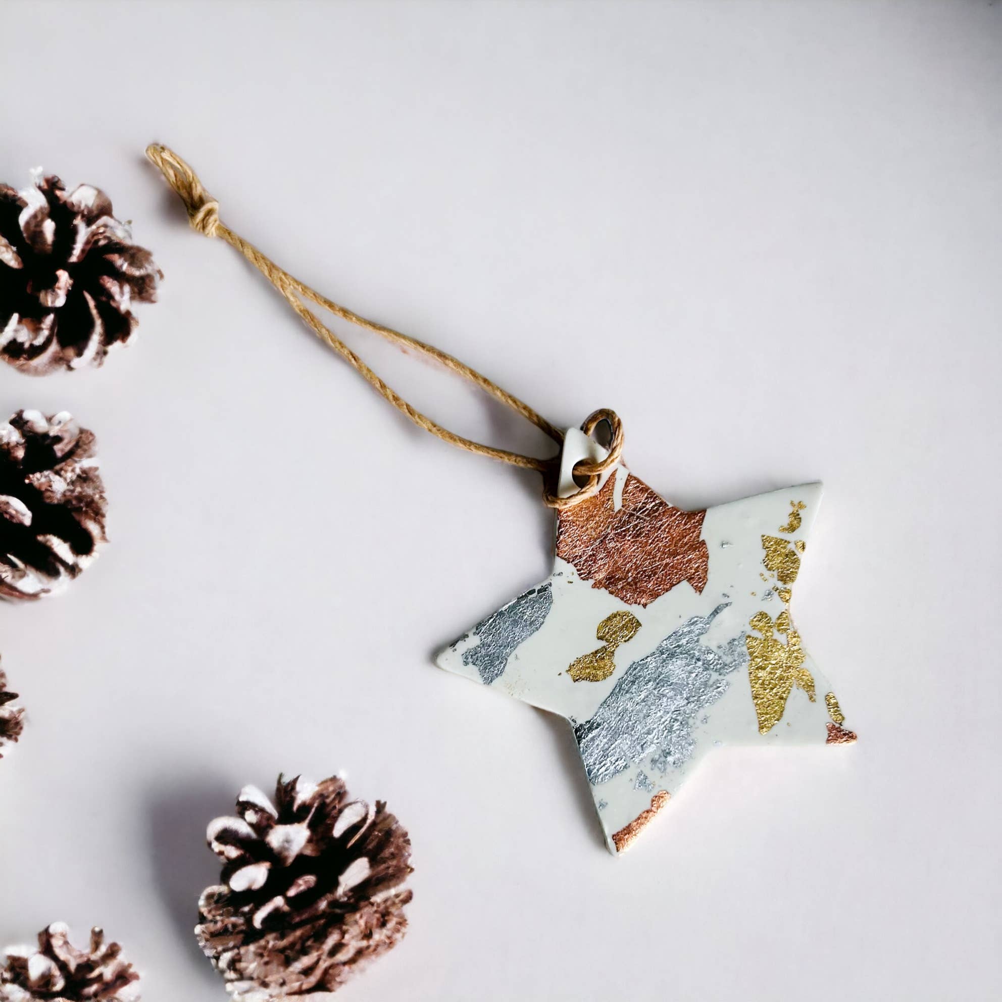 Sassy Sacha Jewelry - Wholesale Ornament - White Christmas Ornament Handmade Clay & Mixed Foil Flakes4