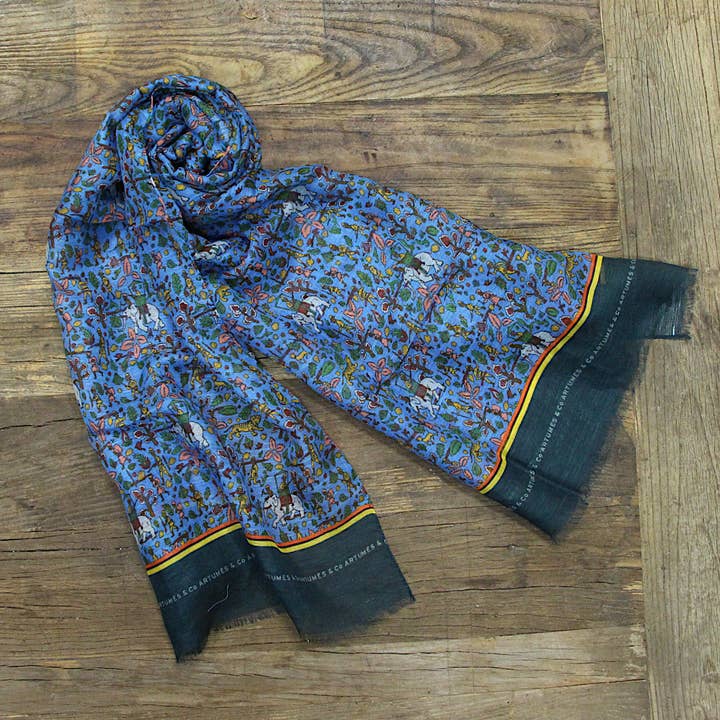 Tourdesoi Safari Hunting Scarf in India - Ocean for wholesale by Artumès & Co