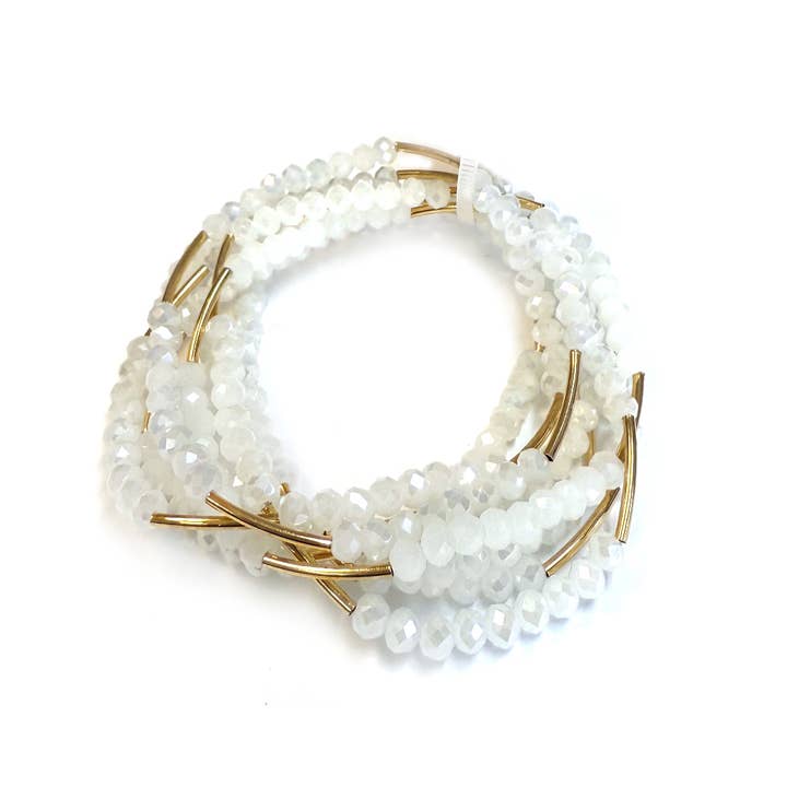 StarryNYC - Wholesale Beaded Bracelet - 5pcs Multi Line Glass Beaded Stackable Stretch Bracelets2