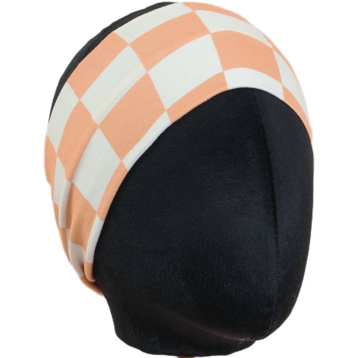 Peach Fuzz Checker Stretch-Stirnband für den Großhandel von The Sassy Olive Handmade Headbands