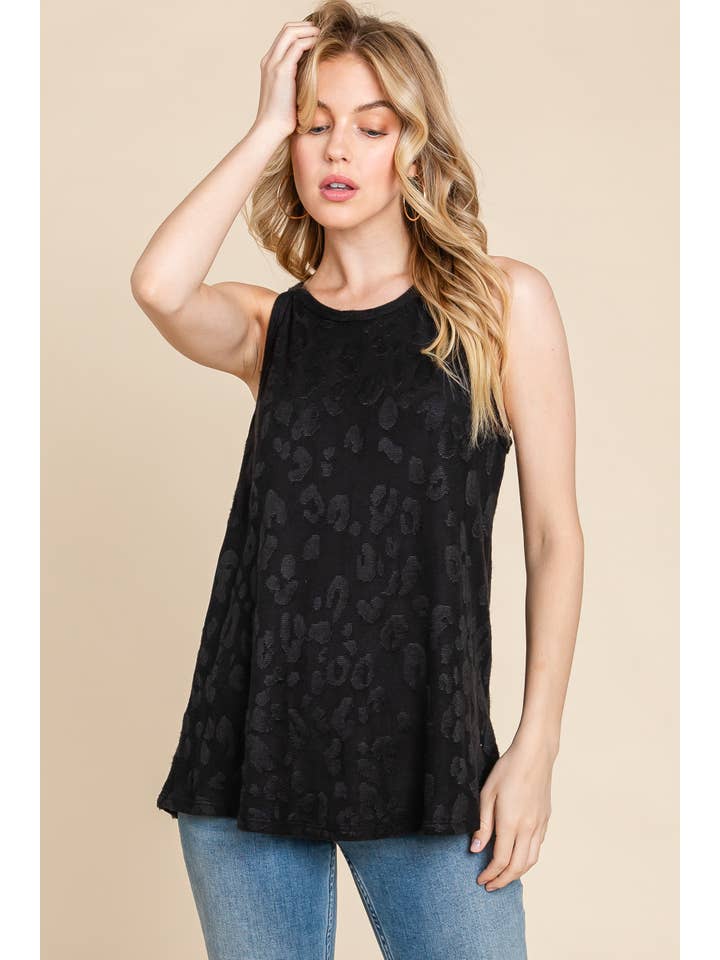 BOMBOM - Wholesale Tunic - Women's - TA2098 ANIMAL TEXTURED PATTERN SLEEVELESS TOP5