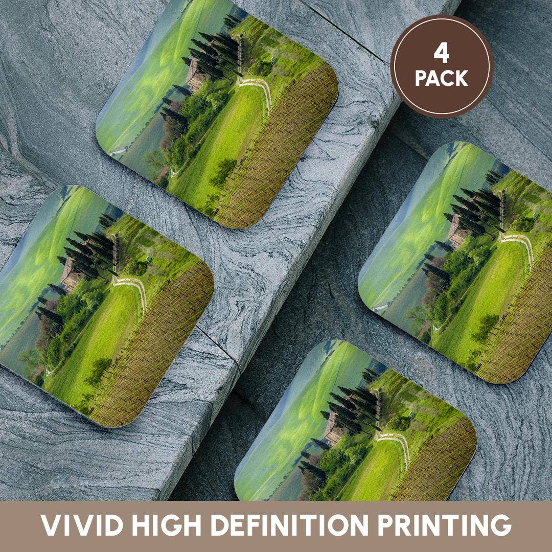 3dRose - Wholesale Coasters - 3dRose, Italy, Val d Orcia. Il Belvedere farmhouse panoramic. , Coaster12