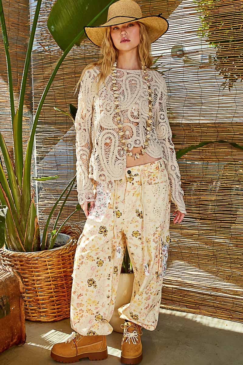 Pol Clothing - Wholesale Knit Top - Women's - Round Neck Long Sleeve Solid Crochet Top5