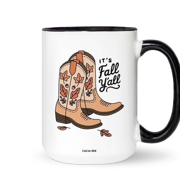 coco+bie designs – wholesale Kaffekoppar – Fall Cowboy Boots Mugg - Fall Y'all, Western Autumn, Cute