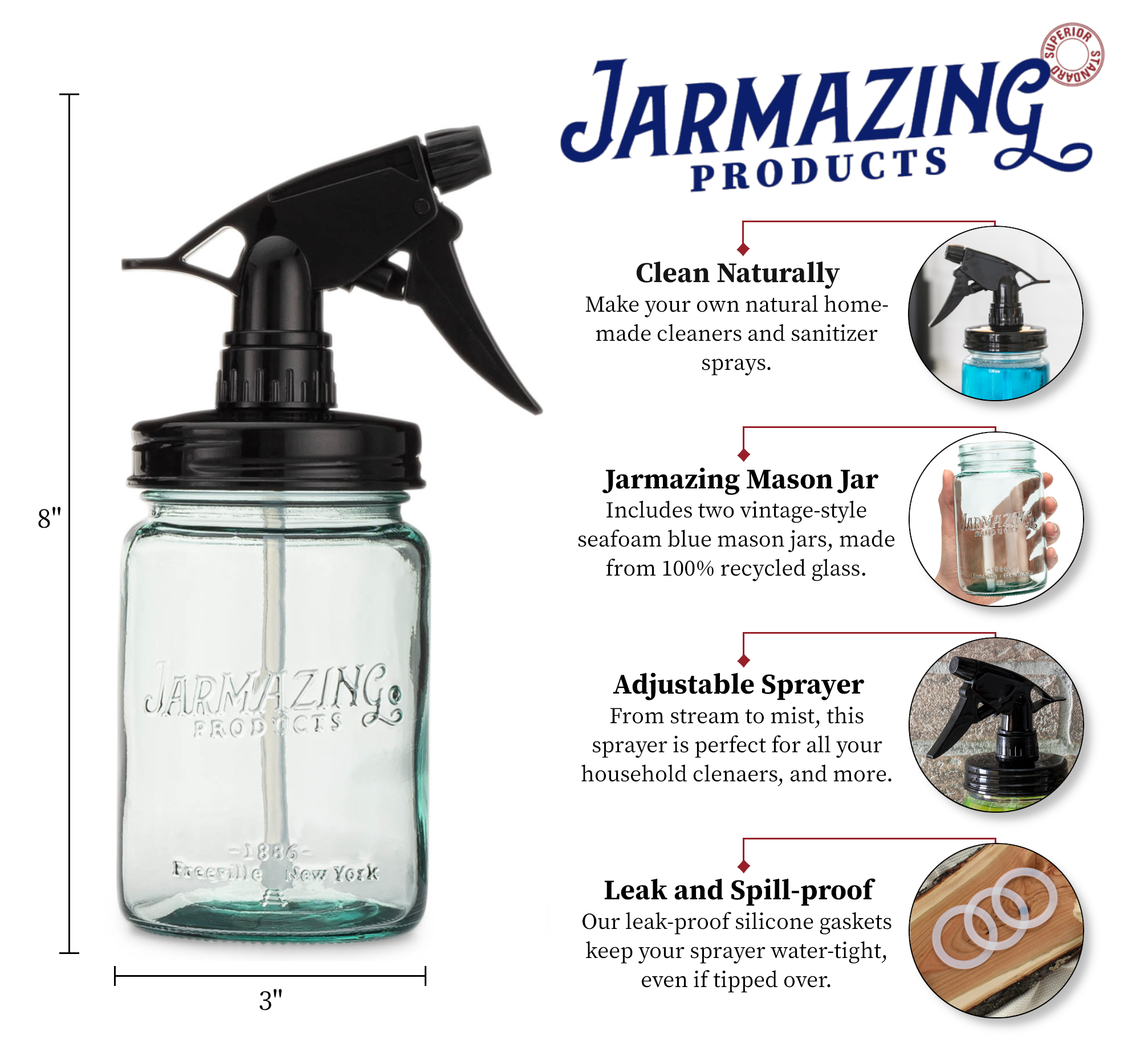 Jarmazing Products - Vente Vaporisateurs - Lot de 2 vaporisateurs en verre teinté bleu vintage Jarmazing1