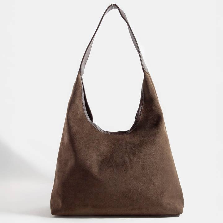 Collections by Fame Accessories - Wholesale Tote Bag - Women's - Suede Faux Leather Trim Hobo Bag6