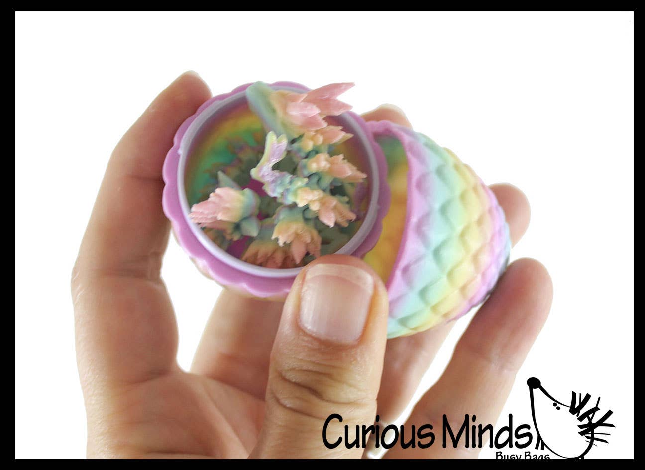 Curious Minds Toys - Wholesale Fidget Toy - Kids - 1 Mini 3D Printed Dragon in Egg Wiggle Articulated Jointed M6
