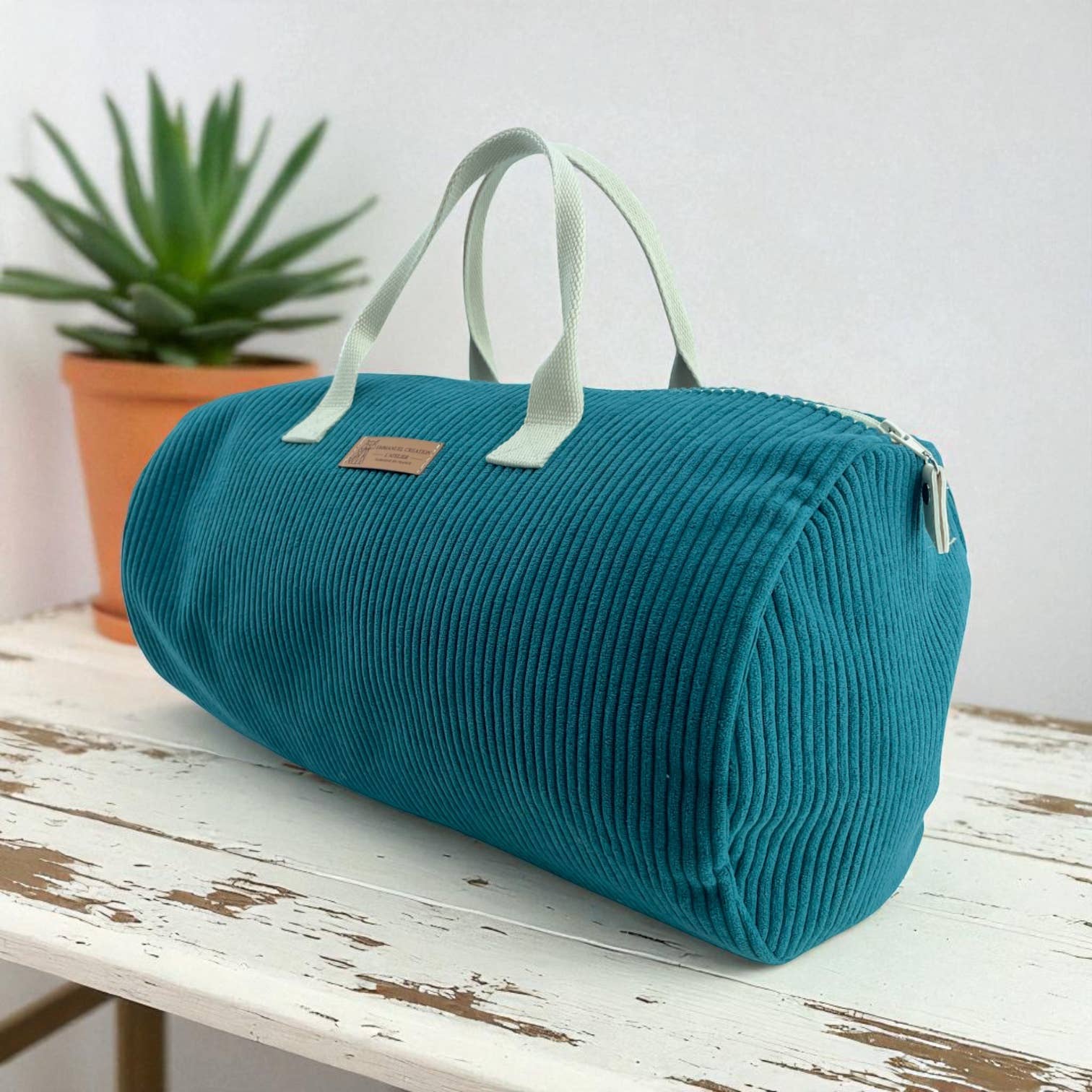 Emmanuel Création - Wholesale Weekender Bag - Unisex - Duffle bag, "Corduroy" petrol