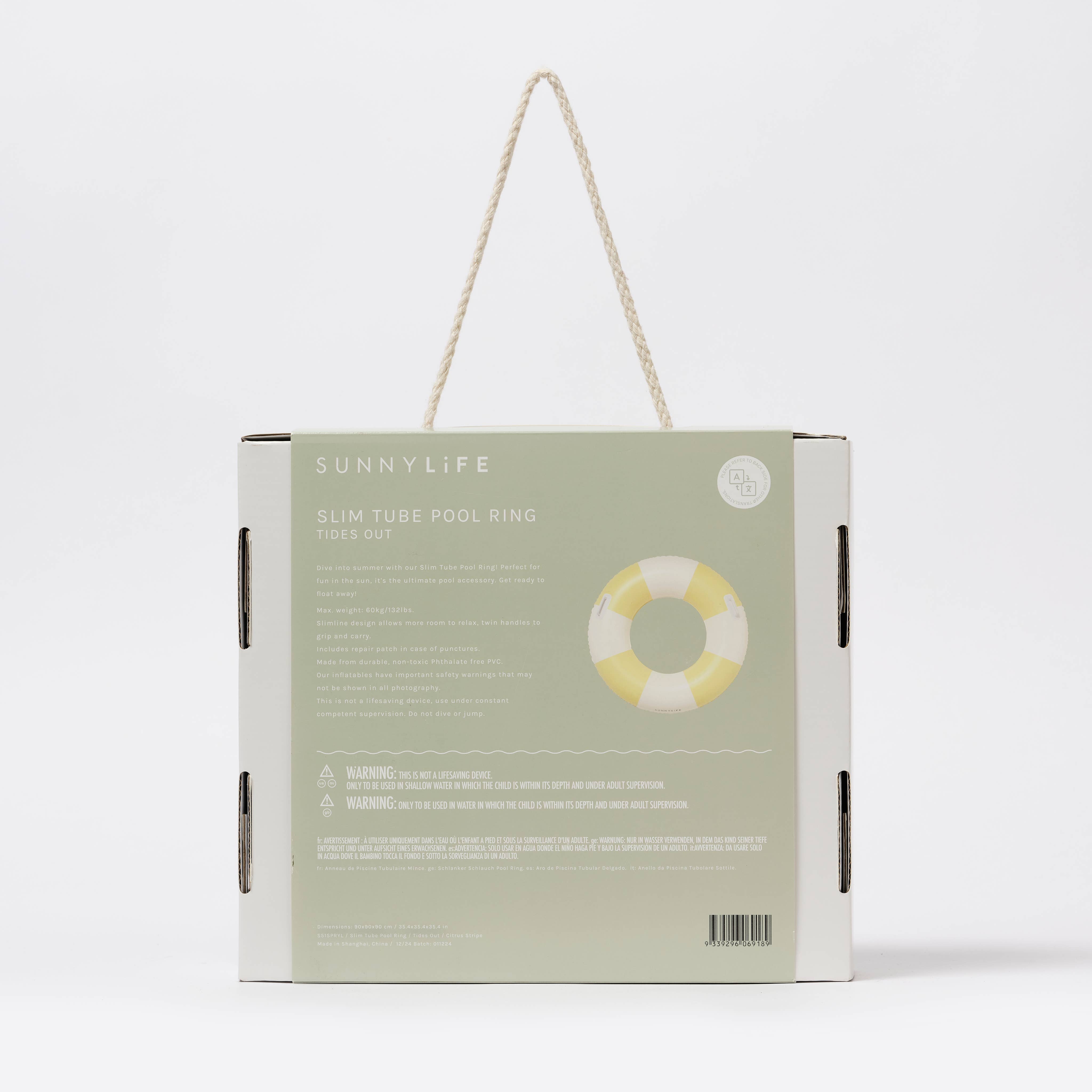 SUNNYLIFE - Vente Jeu gonflable - Bouée piscine fine "Tides Out Citrus Stripe"5