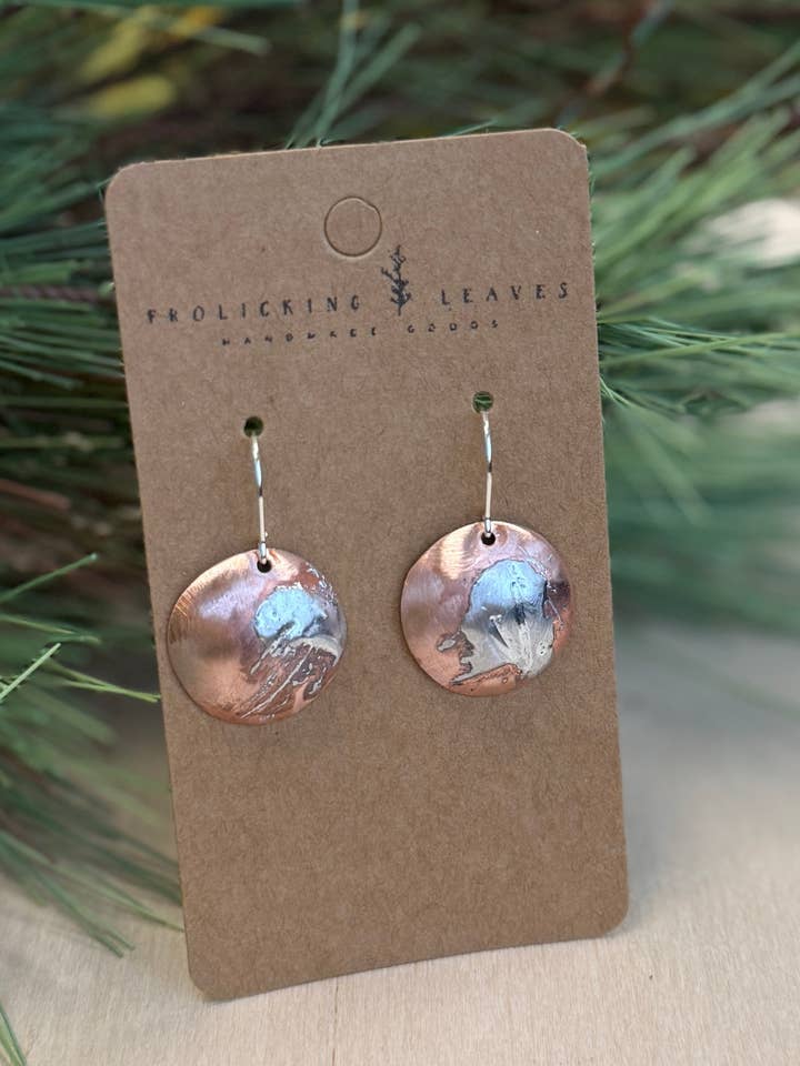Copper Inverted Bowl Earrings with Splash for wholesale by Frolicking Leaves